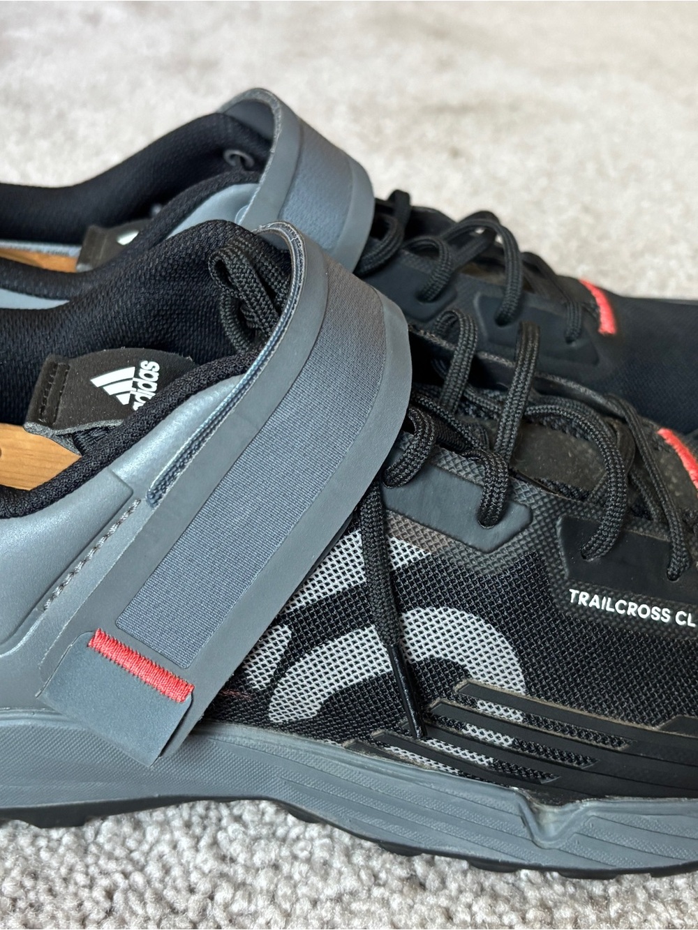 adidas Men’s Black and Gray Trailcross CL Mountain Biking Shoes with Red Accents